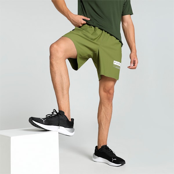 FUSE 7" 4-way Men's Training Stretch Shorts, Olive Green, extralarge-IND